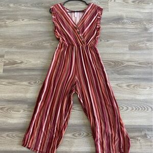 Sleeveless Burgundy Striped Jumpsuit | Target